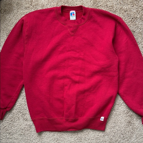 Vintage Russell Athletic Red Crewneck Made in USA Sweatshirt - Picture 1 of 7